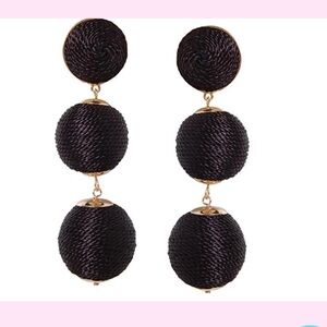BaubleBar Black Triple Ball Drop Statement Criselda Earrings & FREE Bracelet